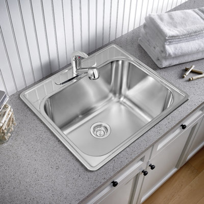 Essential 25" L x 22" W Stainless Steel Drop-In Laundry Sink