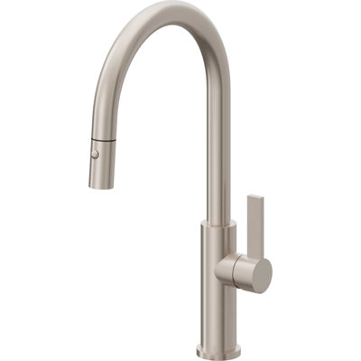 Corsano Contemporary Pull Down Kitchen Faucet with Button Sprayer High Arc Spout and FB Series Handle