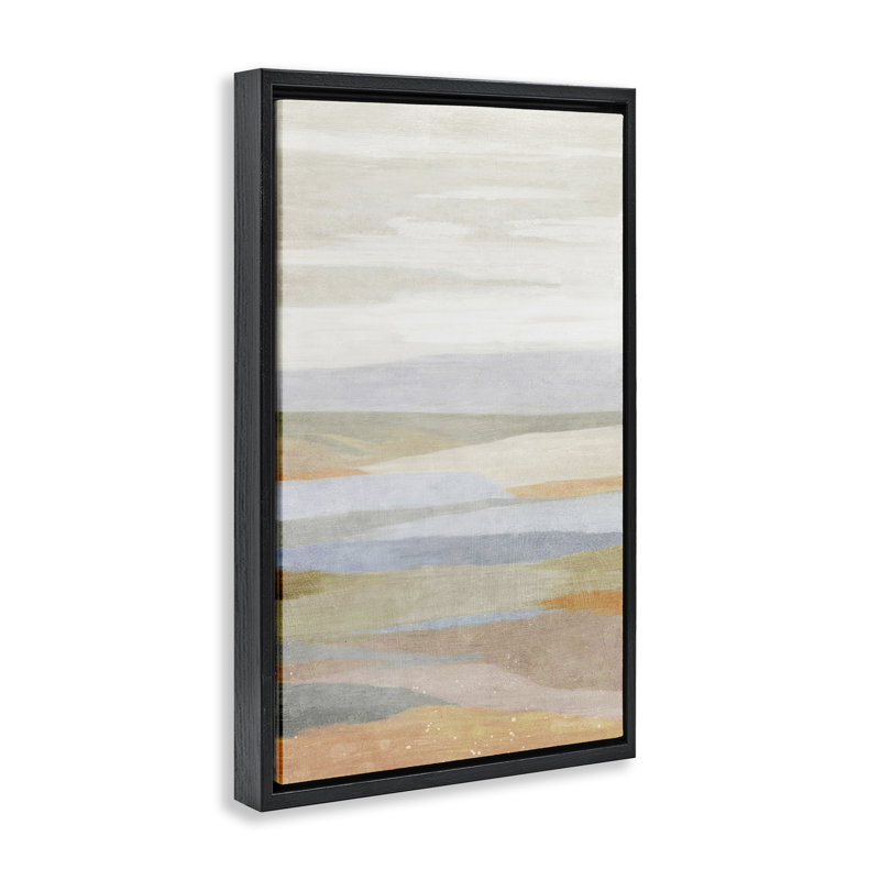 «Neutral Beach Dunes» par Suzanne Nicoll, Cadre flottant noir de jais, H 25 po x l 17 po