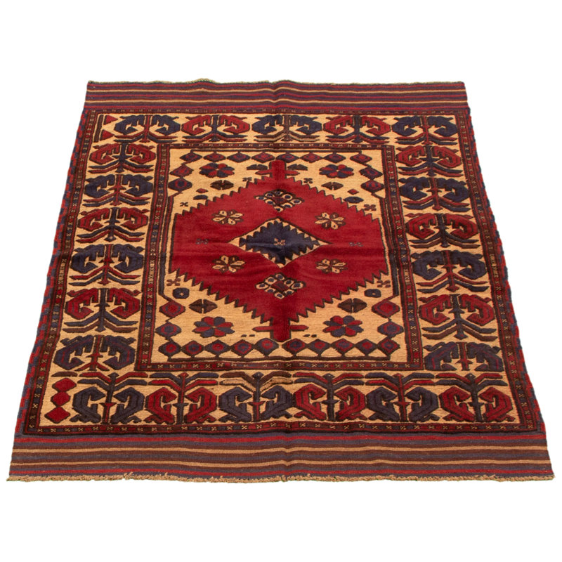 Tapis décoratif Ivoire en laine noué à la main de conception unique 4 pi x 6 pi Braynard New Age