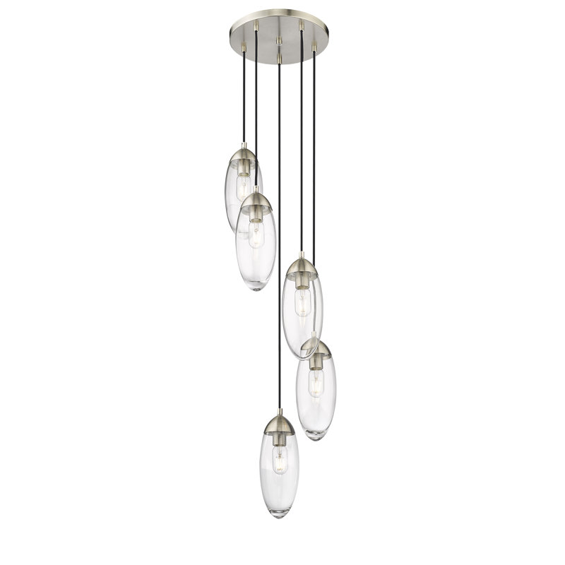 Lustre géométrique à 5 lumières Demorest, Nickel brossé, 5 Lights