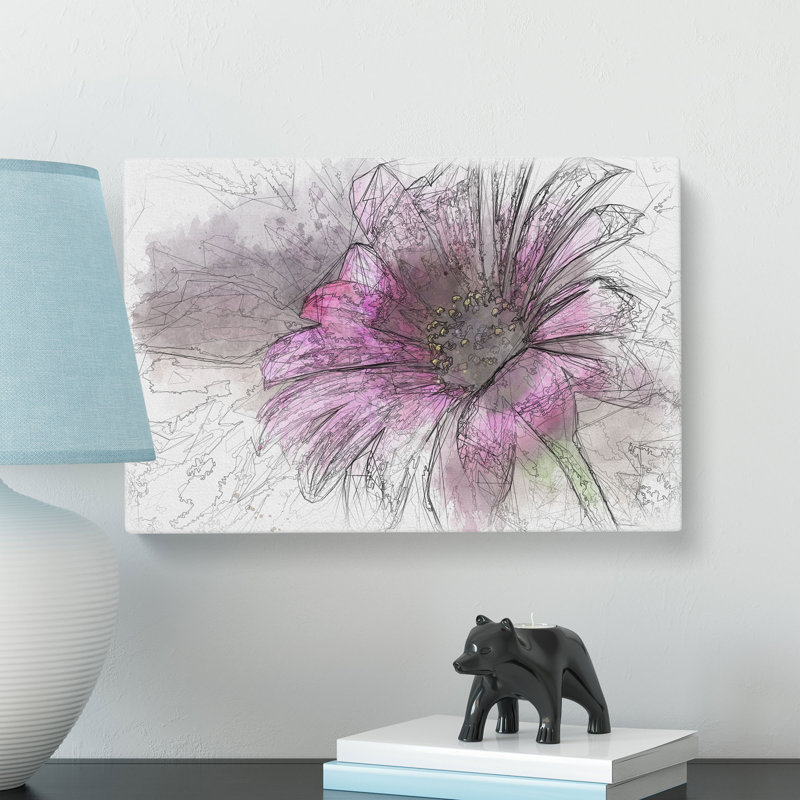Purple Daisy - Wrapped Canvas, 35cm H x 50cm W x 3cm D