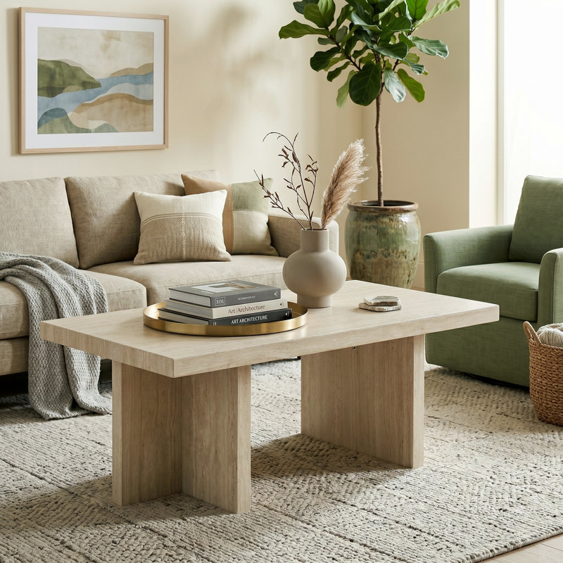 Table basse Breunig, Beige Faux Marble