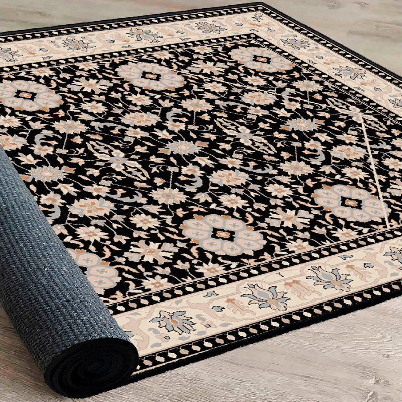 Warenne Stylish Cotton Area Rug (2.6 x 4.0 ft), Cream, Camel, Grey & Black | 100% Cotton, 1200 g/m² | 0.4 in Pile Height, Non-Slip PVC Underside, Machine Washable, Antibacterial | Perfect for Living Room, Bedroom & Dining Areas