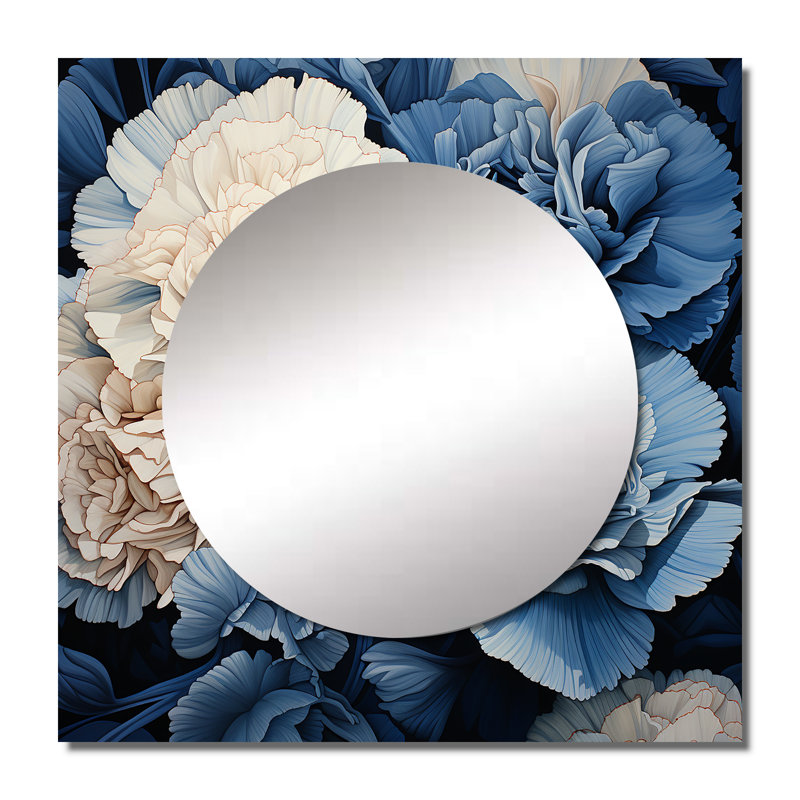 Ajwah - Grand miroir carré blanc avec œillets Arrangement VI et œillets, 36 po x 36 po