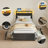 Twin Bed Frame with 2 DIY Storage Drawers, Modern Platform Bed with Charging Station & LED Light, No Spring Box Needed-757304175