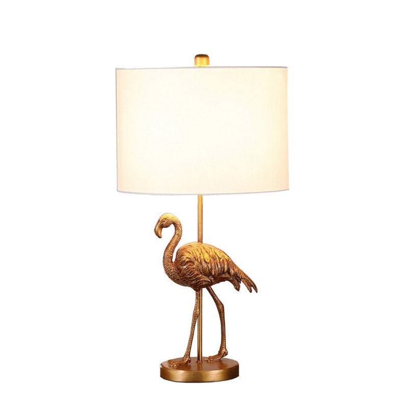 Lampe de table 26 po en résine flamant doré mat