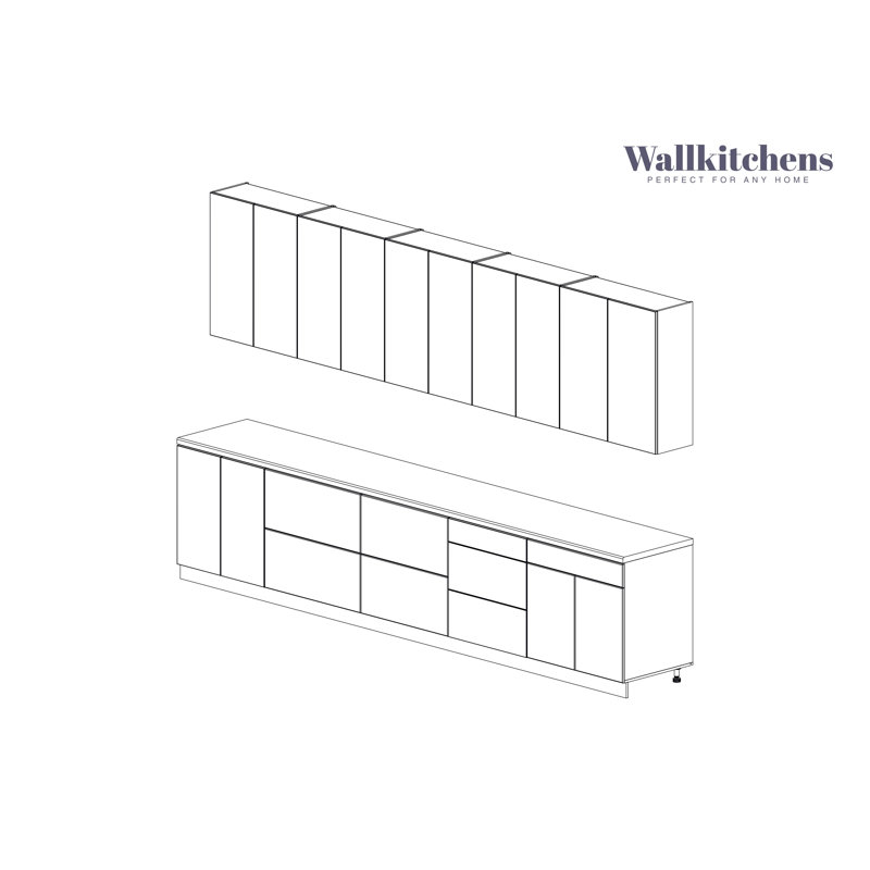 Cuisine complète classique en panneau de fibres à densité moyenne l 153 po x P 24 po x H 96 po WALLKITCHENS , Blanc mat