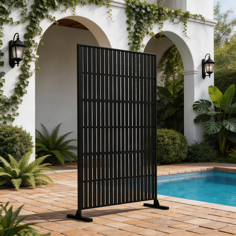 Metal Privacy Screen With Block Pattern