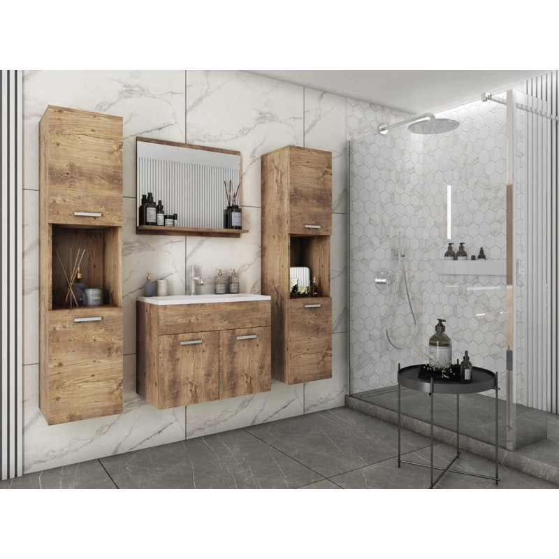 Ageus 91Cm W x 132Cm H x 32Cm D Wall Mounted Bathroom Cabinet, Chestnuts Wroclaw
