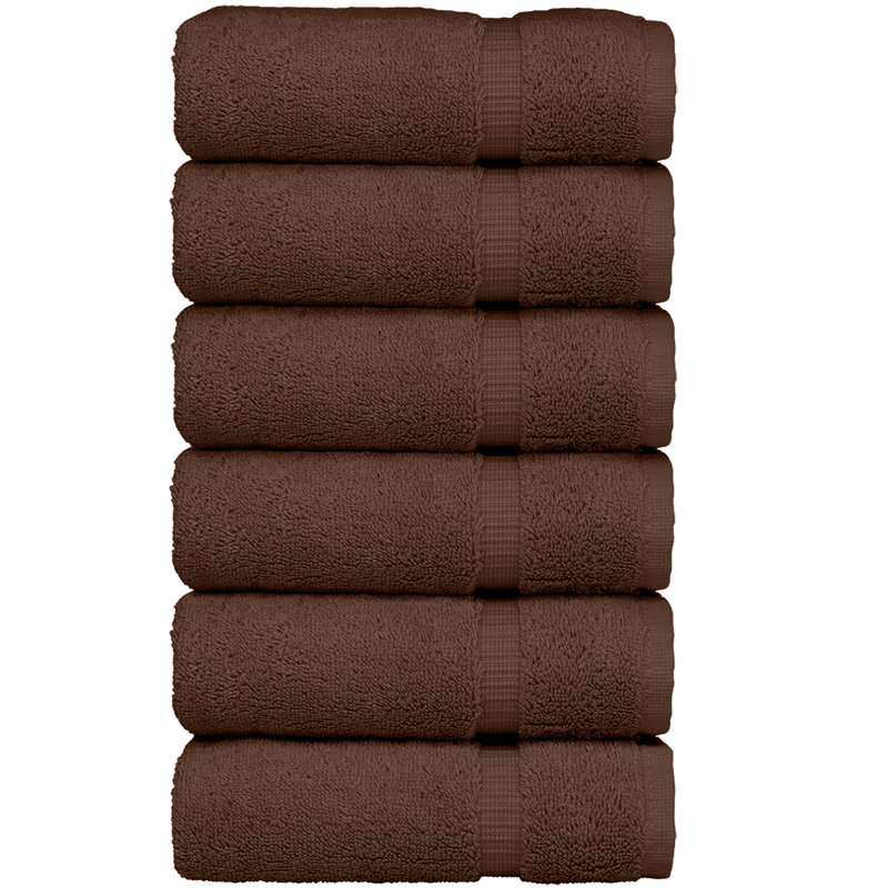 Ensemble de 6 serviettes en coton Wellston, Brun