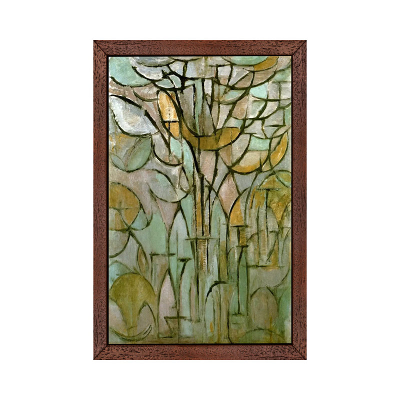 Piet Mondrian - Wrapped Canvas Painting, 66.04 cm H x 45.72 cm W, Brown Framed