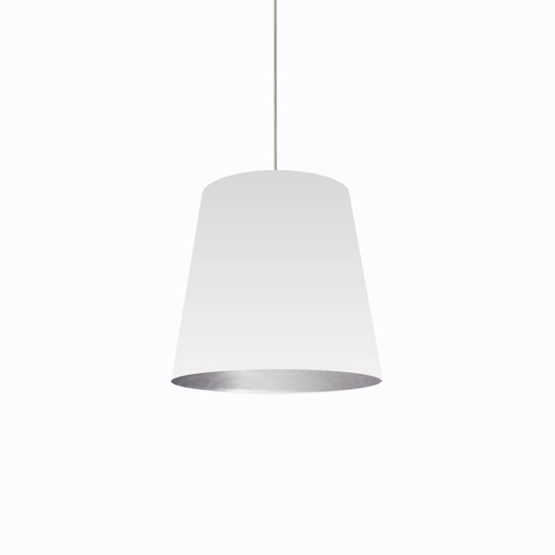 Oversized Drum 1 Light Single Bell Pendant, 20" H x 20" W x 16" D, White on Silver