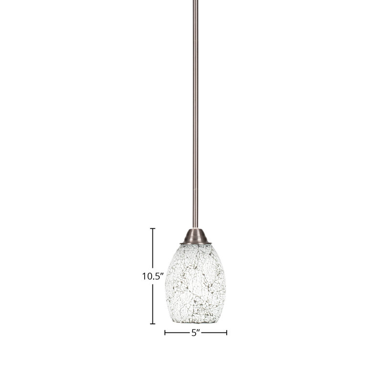 Luminaire suspendu en acier inoxydable, H 10,5 po x l 5 po x P 5 po, Argent argent, Noir / blanc