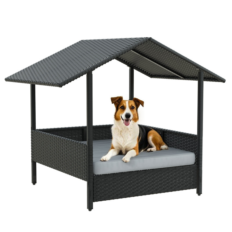 Rattan Dog House, Black