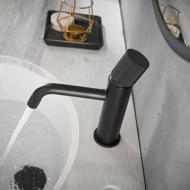 Robinet de salle de bain classique noir - Robinet de lavabo à poignée simple avec mélangeur d'évier en laiton massif et céramique