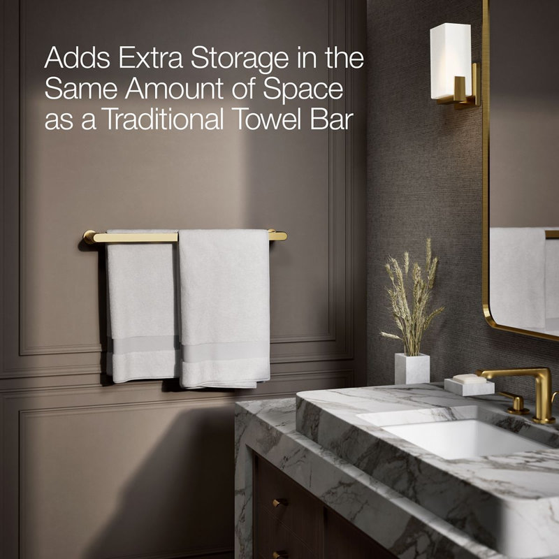 Avid 24-In Double Towel Bar, Vibrant Brushed Moderne Brass