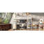 Lit mezzanine en métal avec garde-robe et bureau en L, lit mezzanine avec cubes de rangement et tablettes, lit mezzanine robuste-1392718351