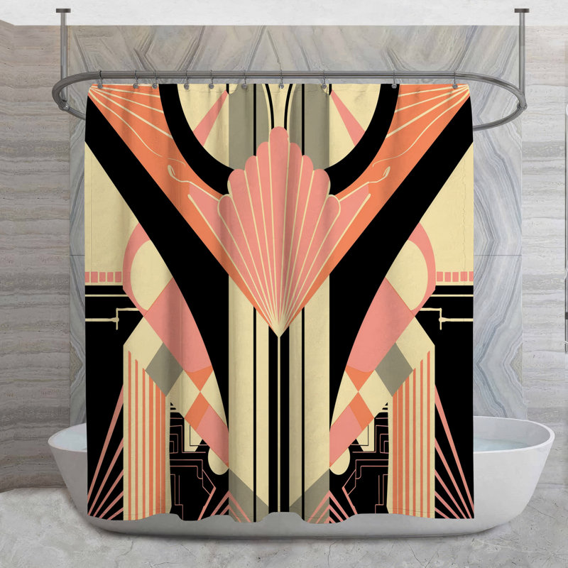 Rideau de douche Art Déco - Décoration de salle de bain Hollywood Regency, H 84 po x l 70 po