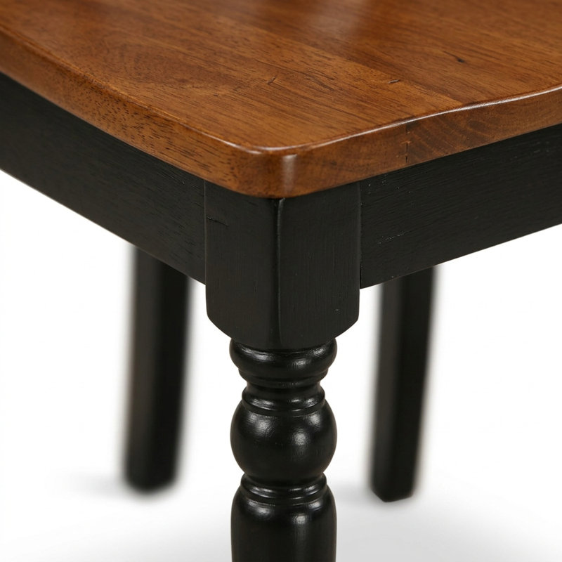 Buttermilk Cherry Asian Rubberwood Rectangular 5 Piece Kitchen Dining Table Set Butterfly Leaf, Noir