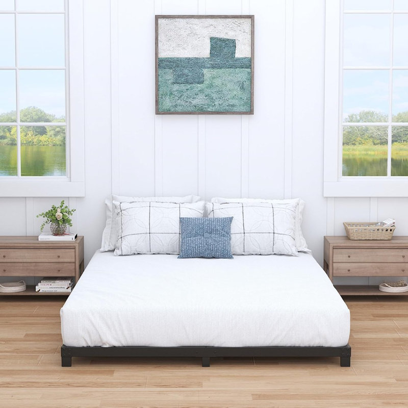 4 Inch Bed Frame Full Low Profile, Full Size Metal Bed Frame No Box Spring Needed, Heavy Duty Metal, Easy Assembly, Black
