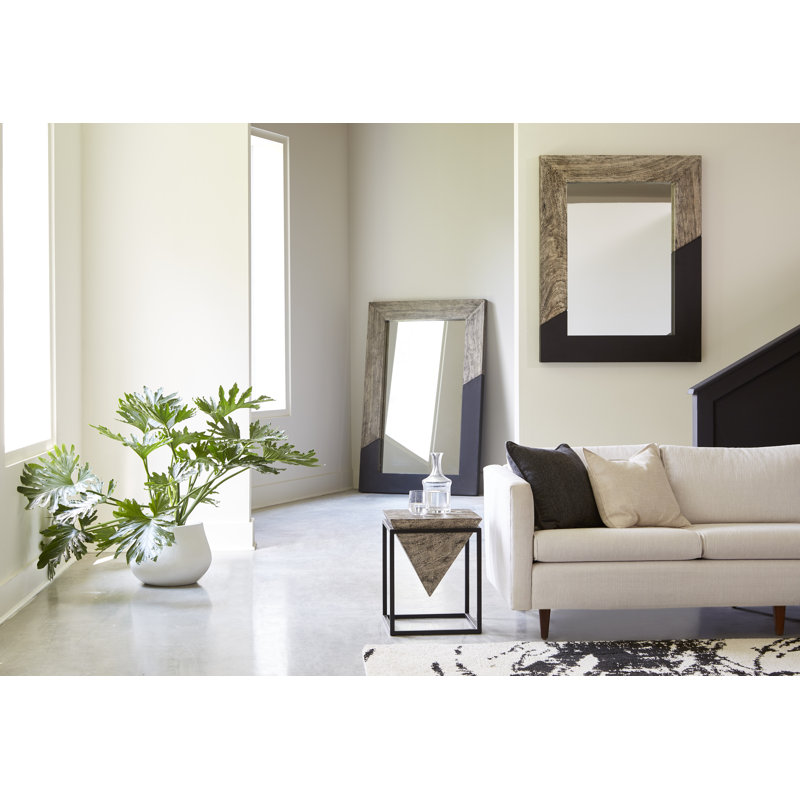 Transitional Black and Gray Square Wood Metal End Table 14"