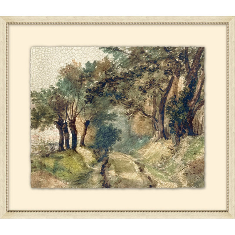 Crackled Country Landscape 6 - Peinture sur papier avec cadre photo