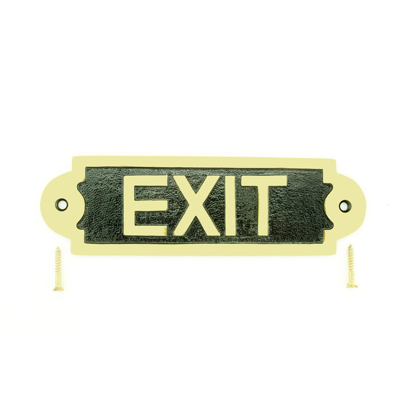 Plaque murale en laiton poli robuste "Exit"