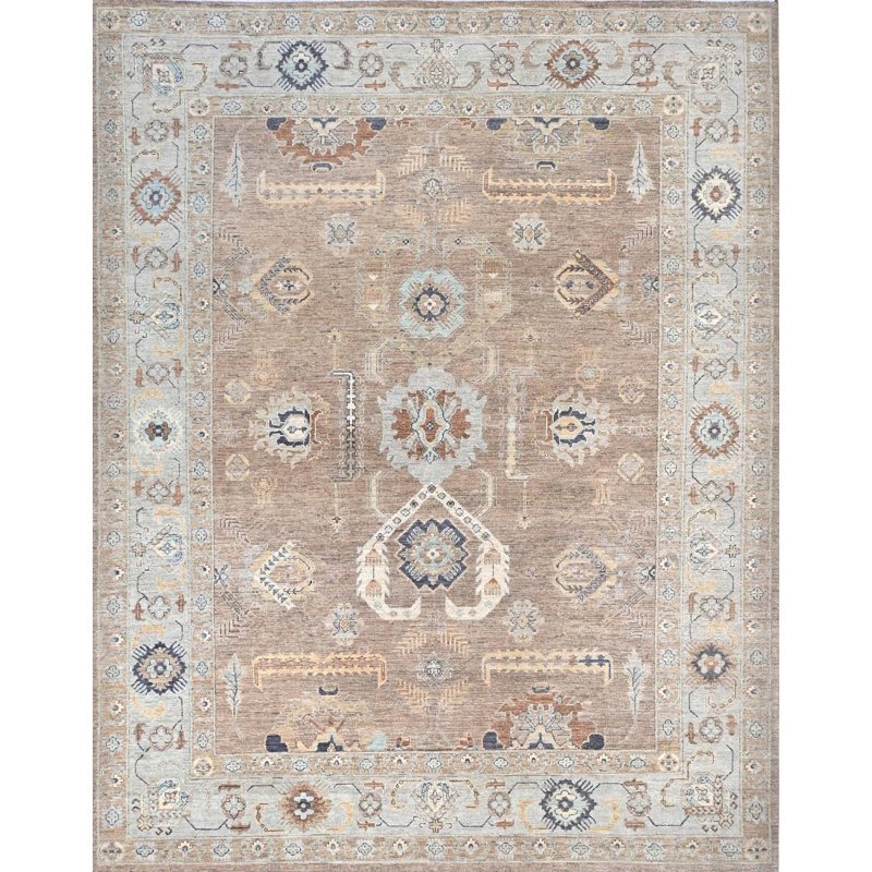 Tapis rectangulaire en laine noué à la main Oushak