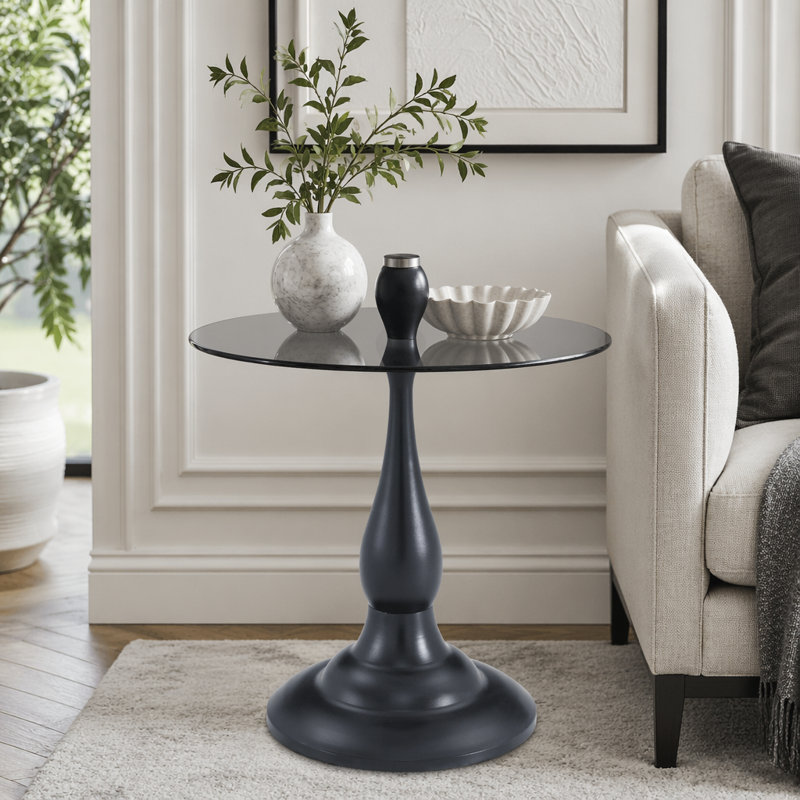 Table de bout ronde 19,6 pouces, Noir, gris