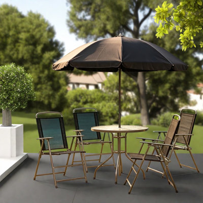 Portable Patio Dining Sets, Steel Glass Modern Compact Outdoor Dining