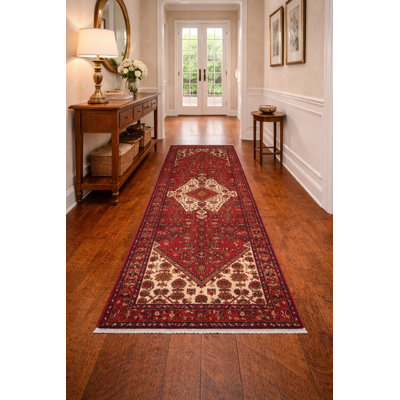 Vintage Red Tribal 3'6x9'7 Oriental Runner Rug