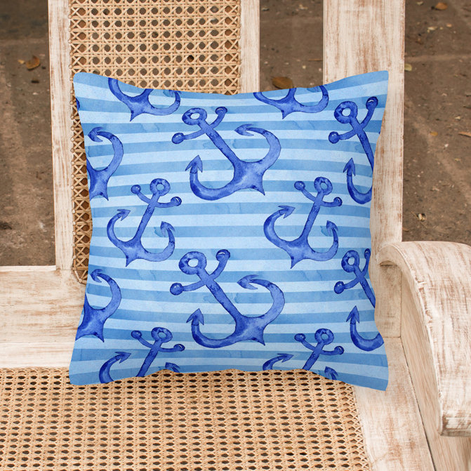 Coussin extérieur Watecolor Beach Anchors, 14 po x 14 po