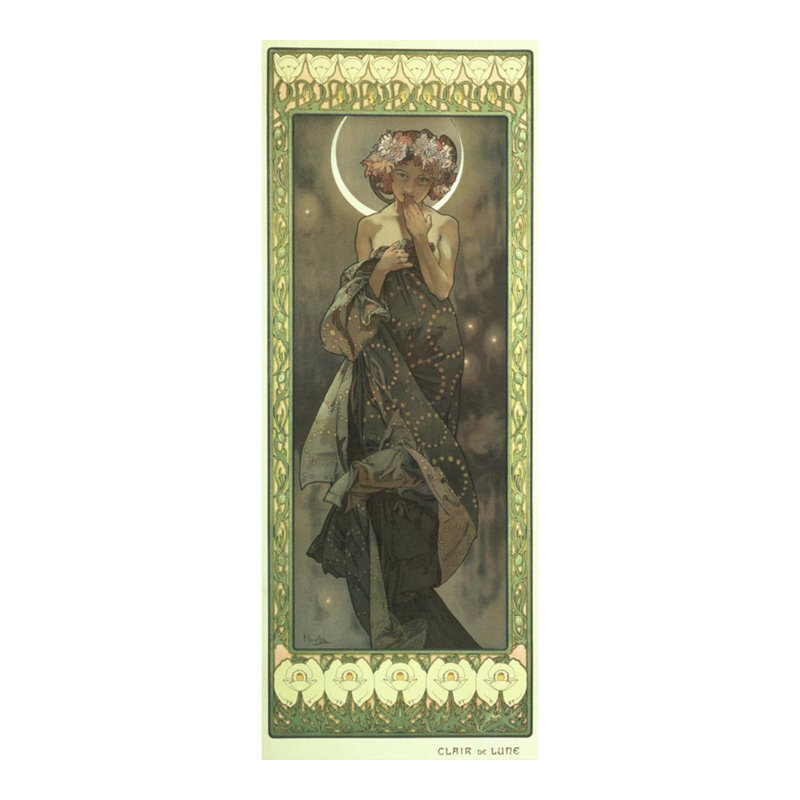 La lune et les étoiles: étude pour «The Moon» (1902) par Alphonse Mucha - Estampe numérique, H 20 po x l 16 po