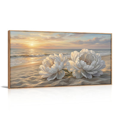 Tableau encadré sur toile « Coucher de soleil sur la plage », 122 x 61 cm (48 x 24 pouces), 1 pièce