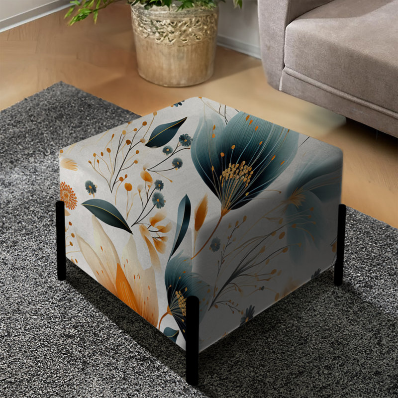 Essence artistique à motif floral XV - repose-pieds carré floral