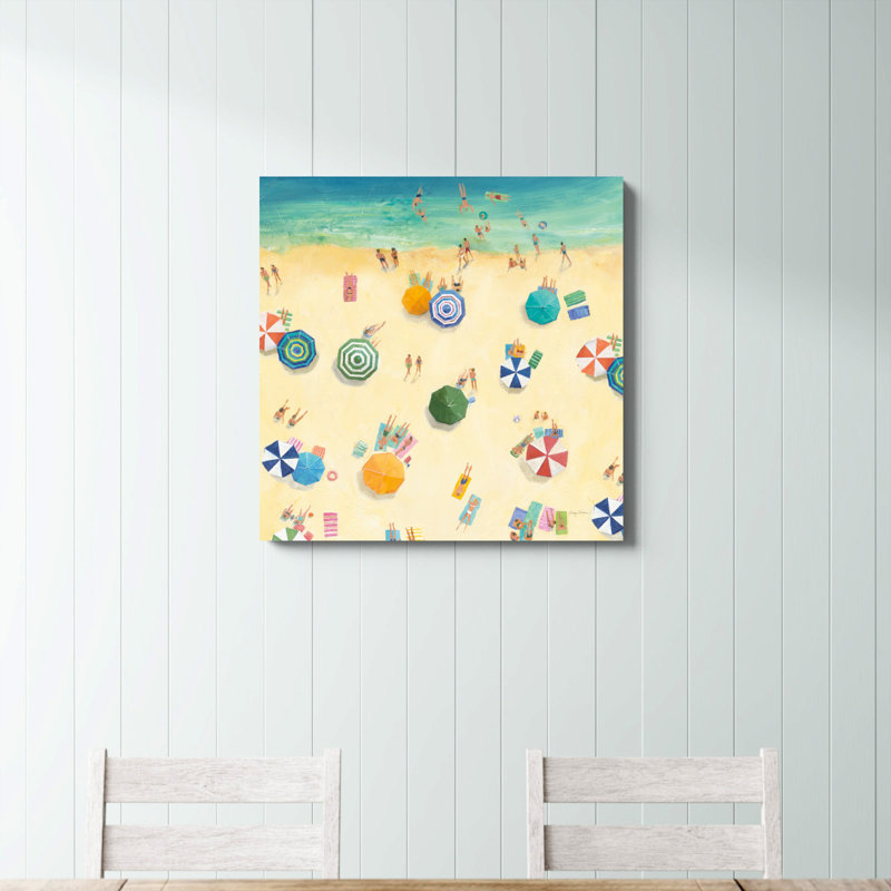 «Summer Beach Fun» par Avery Tillmon - reproduction d'art sur toile, H 30 po x l 30 po, Impression sans cadre, Sans cadre