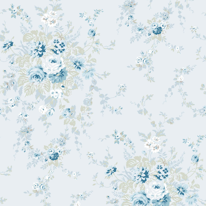 Rachel Ashwell Garden Floral Slate Grey Wallpaper, Blue