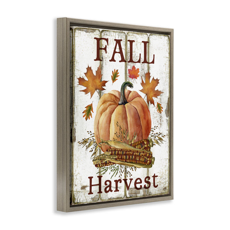 «Fall Harvest», art mural sur toile de citrouille et de maïs par Creatif Belle, H 31 po x l 25 po