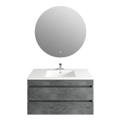35.18'' Single Bathroom Vanity with Stone Top