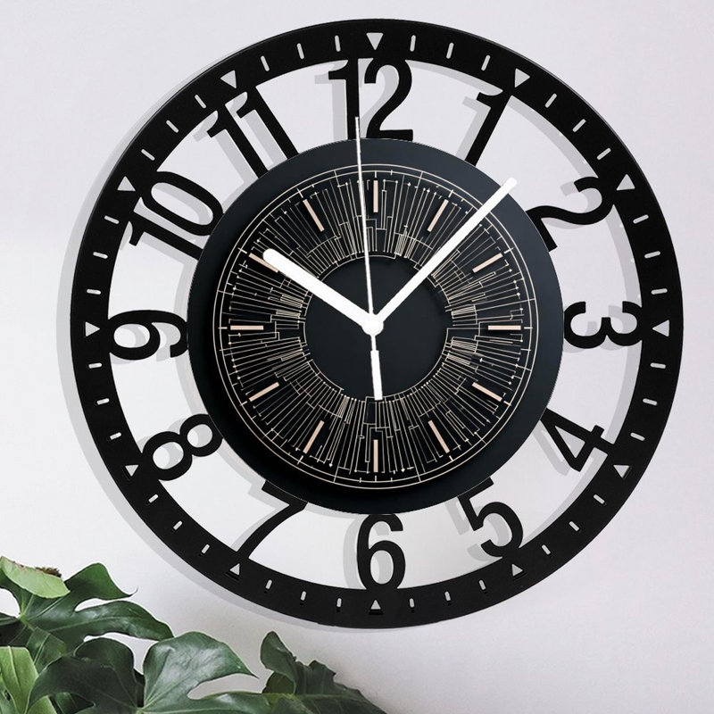 Horloge murale ronde en fer 10 po avec mouvement à quartz silencieux, chiffres arabes, impression UV, Beige