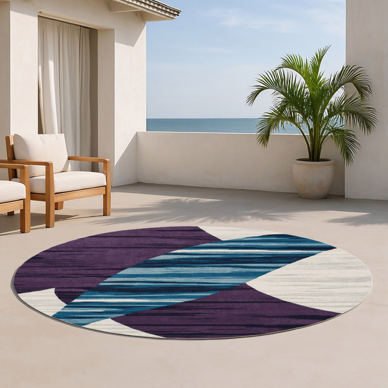 Tapis intérieur et extérieur mauve Watercolor, Rond 5 pi