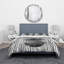 Ensemble de housse de couette moderne noir et blanc à motif de feuilles tropicales rayées I - Microfibre de polyester-66389303