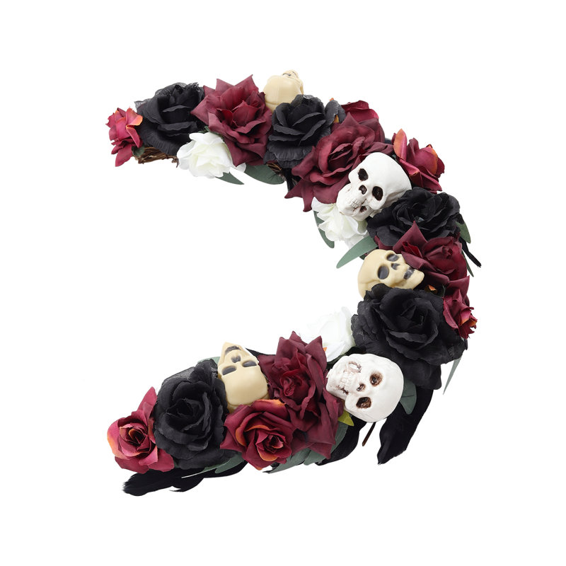 Faux Lighted Rose 33cm Wreath