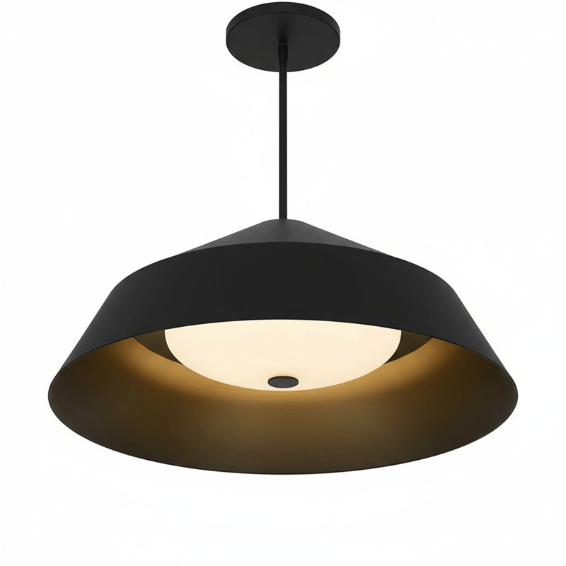 Luminaire suspendu noir à DEL intégré, H 10 po x l 22 po x P 22 po