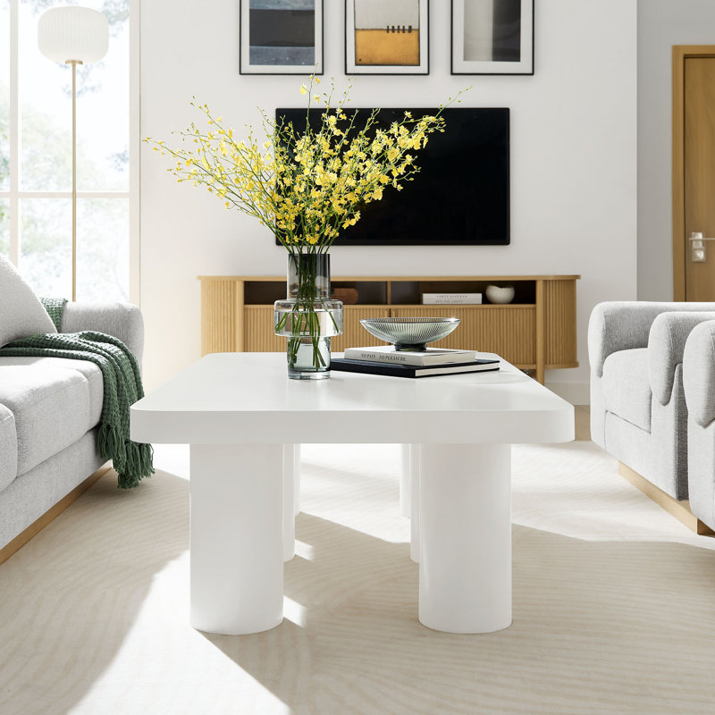 Cleo 54” Rectangular Coffee Table In White