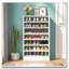 25.59" Width White Shoe Rack, 8-Tier Tall Shoe Shelf, Wooden Shoe Storage Cabinet