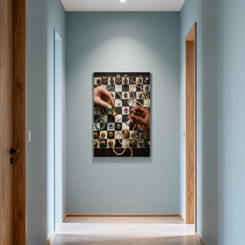 Jeu d'échecs mode mains de bijoux, H 30 po x l 20 po