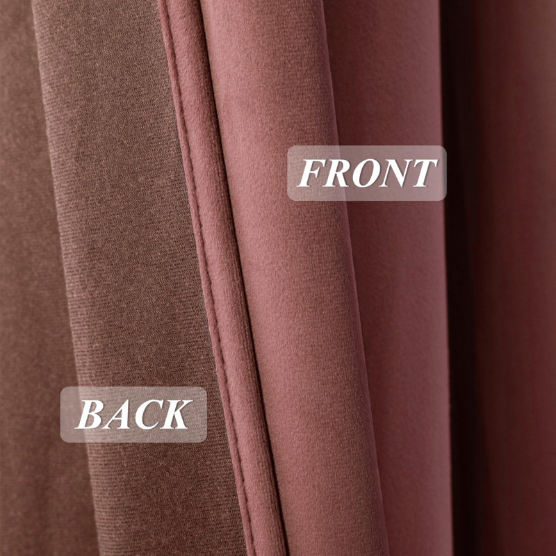 Ensemble de 2 rideaux obscurcissants en velours, Vieux rose, L 52 po x L 96 po