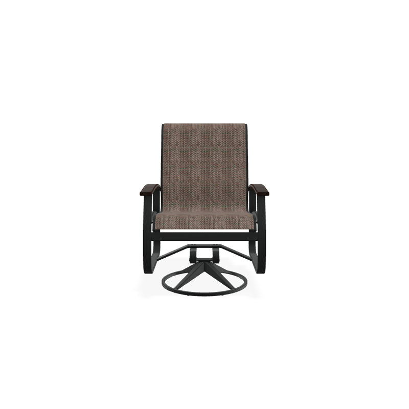 Belle Isle Outdoor Dining Armchair, Cobalt 35D Sunbrella®, Kona P10, Textured Graphite
